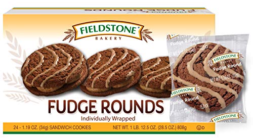 0024300098505 - FIELDSTONE BAKERY FUDGE ROUNDS, 4 BOXES, 96 INDIVIDUALLY WRAPPED CHOCOLATE COOKIES