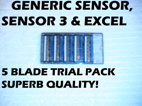 0024500613591 - GILLETTE SENSOR, EXCEL, SENSOR 3 GENERIC BLADES - 5 BLADE TRIAL PACK