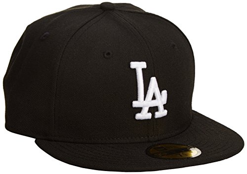 2500009807221 - MLB LOS ANGELES DODGERS BLACK WITH WHITE 59FIFTY FITTED CAP, 7 1/8