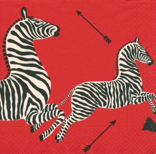 0025096816922 - ENTERTAINING WITH CASPARI COCKTAIL NAPKINS, ZEBRAS RED, PACK OF 20