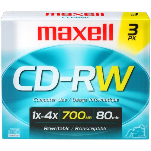 0025215623615 - MAXELL 630030 CD-RW 700MB 3 PACK DISCS