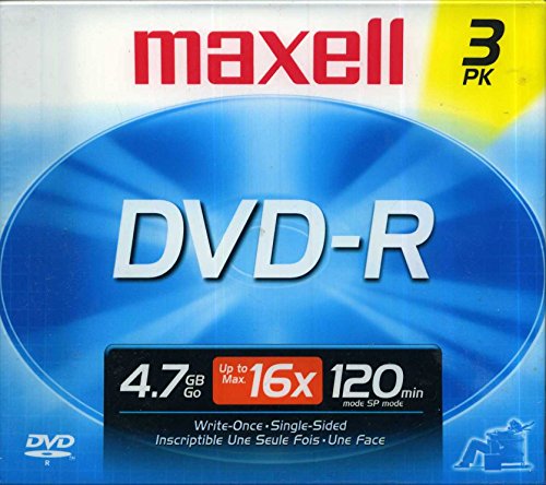 0025215624445 - MAXELL DVD-R4X/3 DVD-R 4X SPEED WITH JEWEL CASE