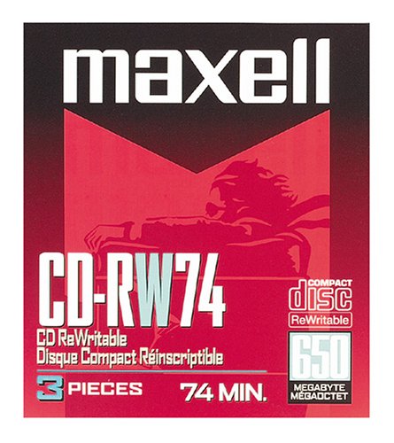 0025215624827 - MAXELL(R) CD-RW, 650MB/74 MINUTES, 1X-4X, PACK OF 3