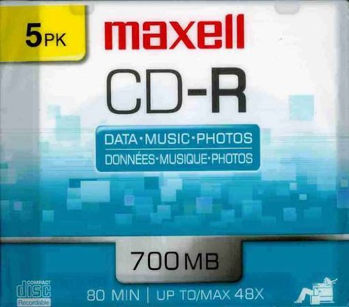 0252156257184 - MAXELL CD-R 700 5PK SLIM CASE 80-MIN/700 MB CD-R SLIM CASES, 5 PACK