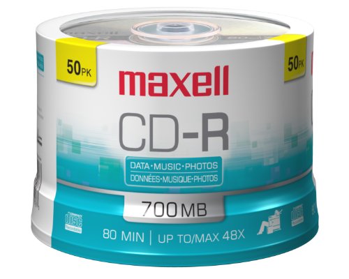 0025215625763 - MAXELL MAX648250 CD RECORDABLE MEDIA, CD-R, 48X, 700 MB, 50 PACK SPINDLE