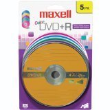 0025215671067 - MAXELL 4.7 GB DVD+R COLOR 5PK CARD (5-PACK)