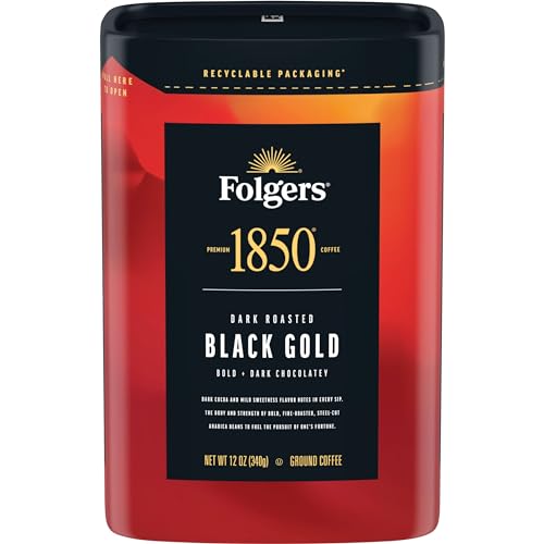 0025500127224 - FOLGERS 1850 BLACK GOLD DARK ROAST GROUND COFFEE, 12 OUNCE