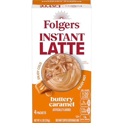 0025500546438 - FOLGERS BUTTERY CARAMEL FLAVORED INSTANT LATTE, 4.2 OUNCE