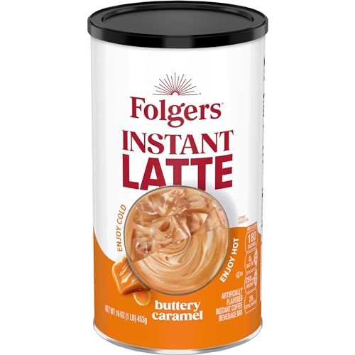 0025500981543 - FOLGERS BUTTERY CARAMEL FLAVORED INSTANT LATTE, 16 OUNCE