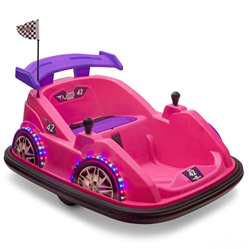 0025543010293 - FLYBAR ELECTRIC RIDE ON BUMPER CAR RACER VEHICLE FOR KIDS, PINK/PURPLE, BABY BUMPER CAR FOR KIDS AGES 1.5 - 4 YEARS, SUPPORTS UP TO 66 POUNDS