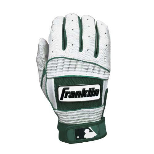 0025725205240 - FRANKLIN SPORTS YOUTH MLB NEO CLASSIC II SERIES BATTING GLOVES (PAIR), PEARL/FOREST GREEN, MEDIUM