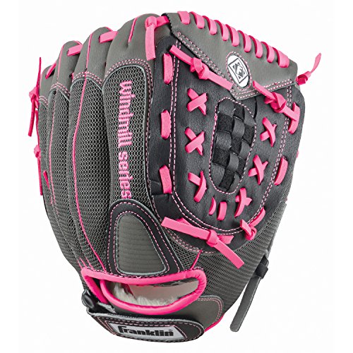 0025725399666 - FRANKLIN SPORTS WINDMILL SERIES RIGHT-HANDED FIELDING GLOVE, GRAY/BLACK/PINK, 12-INCH