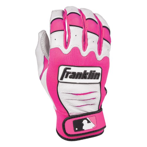 0025725401956 - FRANKLIN SPORTS YOUTH MLB CFX PRO SERIES BATTING GLOVES (PAIR), PEARL/PINK, LARGE