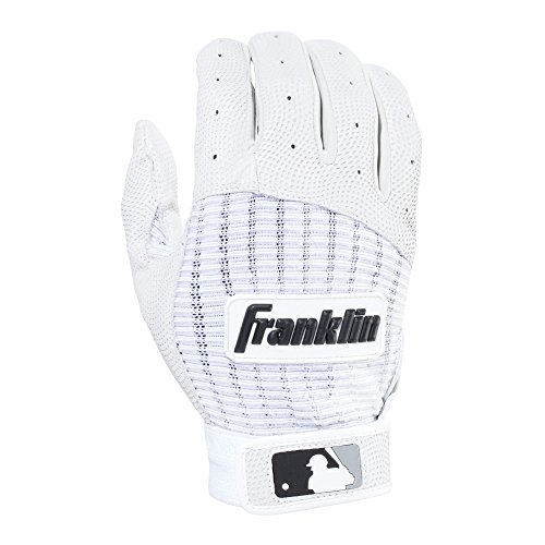 0025725435272 - FRANKLIN SPORTS ADULT MLB PRO CLASSIC BATTING GLOVES, ADULT LARGE, PAIR, PEARL/WHITE