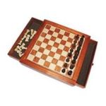 0025766010292 - MAGNETIC WOOD CHESS SET WITH DRAWER STORAGE BOX