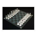 0025766030054 - GLASS CHESS SET FROSTED AND CLEAR CHESS PIECES WITH ETCHED GLASS BOARD