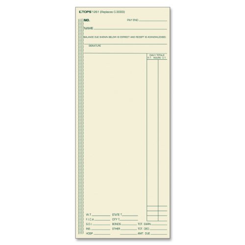 0025932126116 - TOPS(R) TIME CARDS (REPLACES ORIGINAL CARD C3000), WEEKLY TIME CARD FORM, 1-SIDE