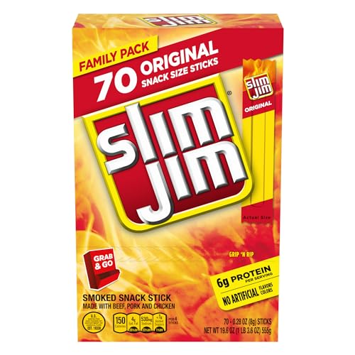 0026200001784 - SLIM JIM ORIGINAL SNACK SIZE SMOKED MEAT STICKS, FAMILY PACK, 0.28 OZ. EACH, 70-COUNT