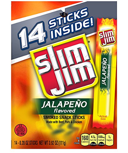 0026200162331 - SLIM JIM SMOKED MEAT STICKS, JALAPEÑO, 0.28 OZ., 14-COUNT