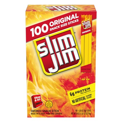 0026200187464 - SLIM JIM ORIGINAL SNACK SIZE SMOKED MEAT STICKS, 0.28 OZ. EACH, 100-COUNT