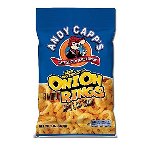0026200231907 - ANDY CAPPS BEER BATTERED ONION RINGS BAKED OAT AND CORN SNACKS, 2 OZ.