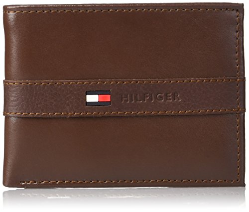 0026217114477 - TOMMY HILFIGER MEN'S RANGER LEATHER PASSCASE WALLET WITH REMOVABLE CARD CASE, COGNAC, ONE SIZE