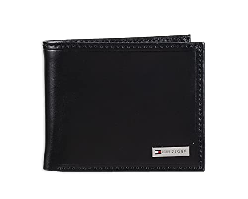 0026217297491 - TOMMY HILFIGER LEATHER MEN'S MULTI-CARD PASSCASE BIFOLD WALLET, BLACK, ONE SIZE