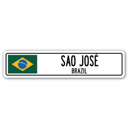 0026312659668 - SAO JOSE, BRAZIL STREET SIGN BRAZILIAN FLAG CITY COUNTRY ROAD WALL GIFT