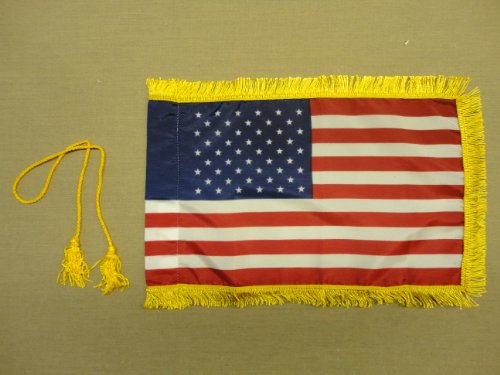 0026427024351 - UNITED STATES U.S. DYED NYLON AUTO FENDER LIMOUSINE FRINGED FLAG 8 X 12