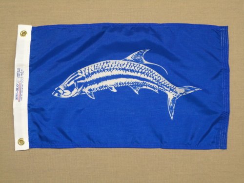 0026427811388 - TARPON FISH INDOOR OUTDOOR DYED NYLON BOAT FLAG GROMMETS 12 X 18