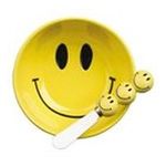 0026602750020 - SMILEY FACE BRIGHT HAPPY KITCHEN DIP BOWL & SPREADER SET