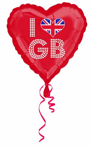 0026635225434 - AMSCAN PPP 18-INCH GREAT BRITAIN I HEART GREAT BRITAIN BALLOON, RED