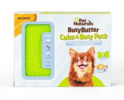 0026664018045 - PET NATURALS CALM AND BUSY PACK WITH 6 POUCHES OF BUSYBUTTER CALMING PEANUT BUTTER AND PREMIUM LICK MAT WITH SUCTION CUPS