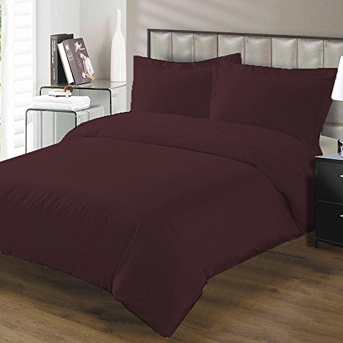 0026702370463 - 1200 THREAD COUNT 3 PIECE DUVET COVER SET SOLID WITH 100% EGYPTIAN COTTON FABRIC TWIN SIZE & BURGUNDY COLOR