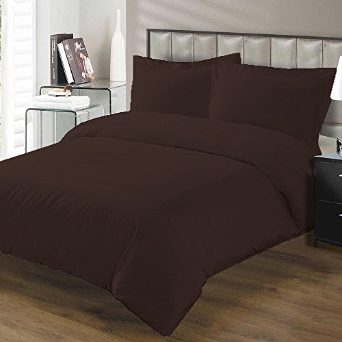 0026702370470 - 1200 THREAD COUNT 3 PIECE DUVET COVER SET SOLID WITH 100% EGYPTIAN COTTON FABRIC TWIN SIZE & CHOCOLATE COLOR