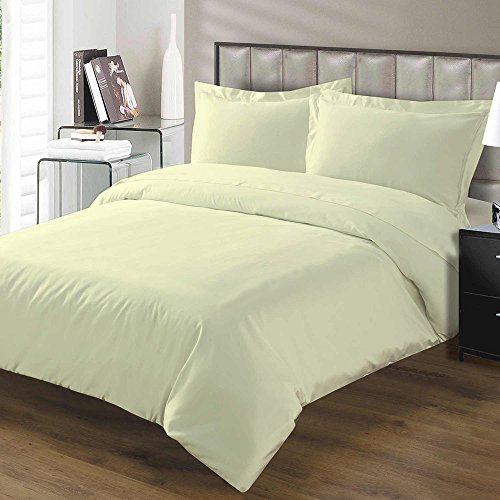 0026702370500 - 1200 THREAD COUNT 3 PIECE DUVET COVER SET SOLID WITH 100% EGYPTIAN COTTON FABRIC TWIN SIZE & IVORY COLOR