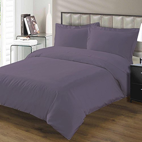 0026702370517 - 1200 THREAD COUNT 3 PIECE DUVET COVER SET SOLID WITH 100% EGYPTIAN COTTON FABRIC TWIN SIZE & LILAC COLOR