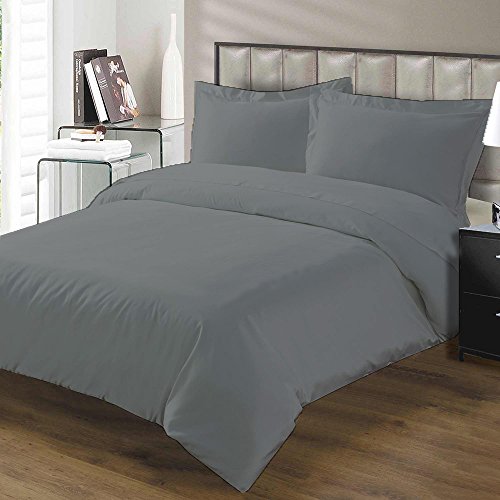 0026702370531 - 1200 THREAD COUNT 3 PIECE DUVET COVER SET SOLID WITH 100% EGYPTIAN COTTON FABRIC TWIN SIZE & SILVER GREY COLOR
