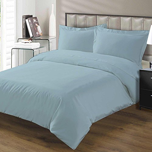 0026702370548 - 1200 THREAD COUNT 3 PIECE DUVET COVER SET SOLID WITH 100% EGYPTIAN COTTON FABRIC TWIN SIZE & SKY BLUE COLOR