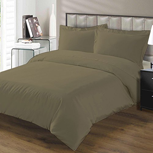 0026702370555 - 1200 THREAD COUNT 3 PIECE DUVET COVER SET SOLID WITH 100% EGYPTIAN COTTON FABRIC TWIN SIZE & TAUPE COLOR