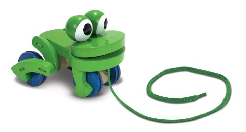 0267431002915 - MELISSA & DOUG DELUXE WOODEN FROLICKING FROG PULL TOY