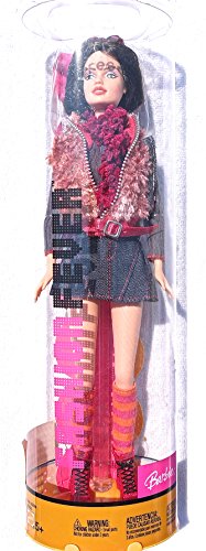 0027084208931 - FASHION FEVER TERESA IN GRAY RIBBED TOP, ZIPPERED MAUVE FAUX FUR VEST, FLARED DENIM SKIRT, RED HIGH-TOPS AND PLUM SCARF