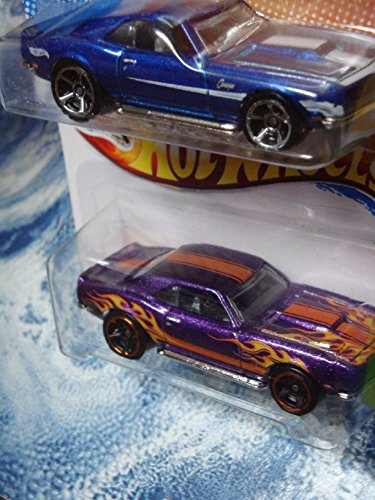 0027084339376 - HOT WHEELS DETAILED DIECAST '68 CHEVY COPO CAMARO WITH FLAMES - '68 CHEVY COPO CAMARO BLUE OH-5 SPOKE SCALE 1/64
