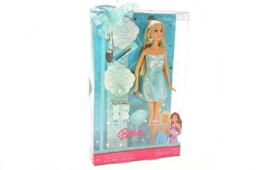 0027084557565 - BARBIE BIRTHDAY 2007 LIPSMACKER SERIES 12 INCH DOLL - BARBIE IN LIGHT BLUE COLOR PARTY DRESS WITH SPECIAL BIRTHDAY RING, SMALL PURSE, HAIRBRUSH PLUS BERRY SWEET LIP GLOSS JUST FOR YOU