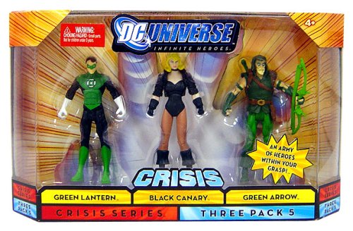 0027084648560 - MATTEL DC UNIVERSE INFINITE HEROES CRISIS SERIES 3 PACK 4 INCH TALL ACTION FIGURES SET #5 - GREEN LANTERN, BLACK CANARY AND GREEN ARROW WITH BOW