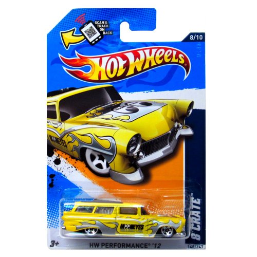 0027084984170 - HOT WHEELS 2012-148 HW PERFORMANCE 8 CRATE YELLOW 1:64 SCALE SCAN & TRACK CARD
