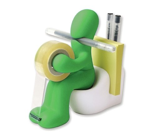 0027113003735 - BUTT STATION PERSON ON TOILET MAGNETIC OFFICE ORGANIZER, GREEN
