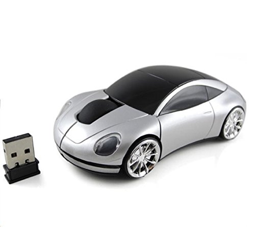 0027113006392 - MINYA COOL RACE SPORTS CAR WIRELESS OPTICAL MOUSE, SILVER