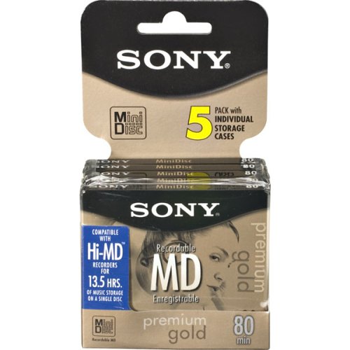 0027242221789 - SONY 5MDW80PL 80 MINUTE MINIDISC MD PREMIUM GOLD (5 PACK) (DISCONTINUED BY MANUFACTURER)