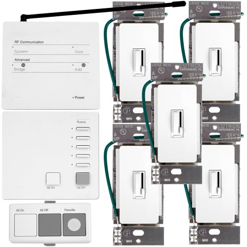 0027557281270 - LUTRON AR-ENT-1-WH AURORA 5 DIMMER SYSTEM WITH INSERTS WHITE